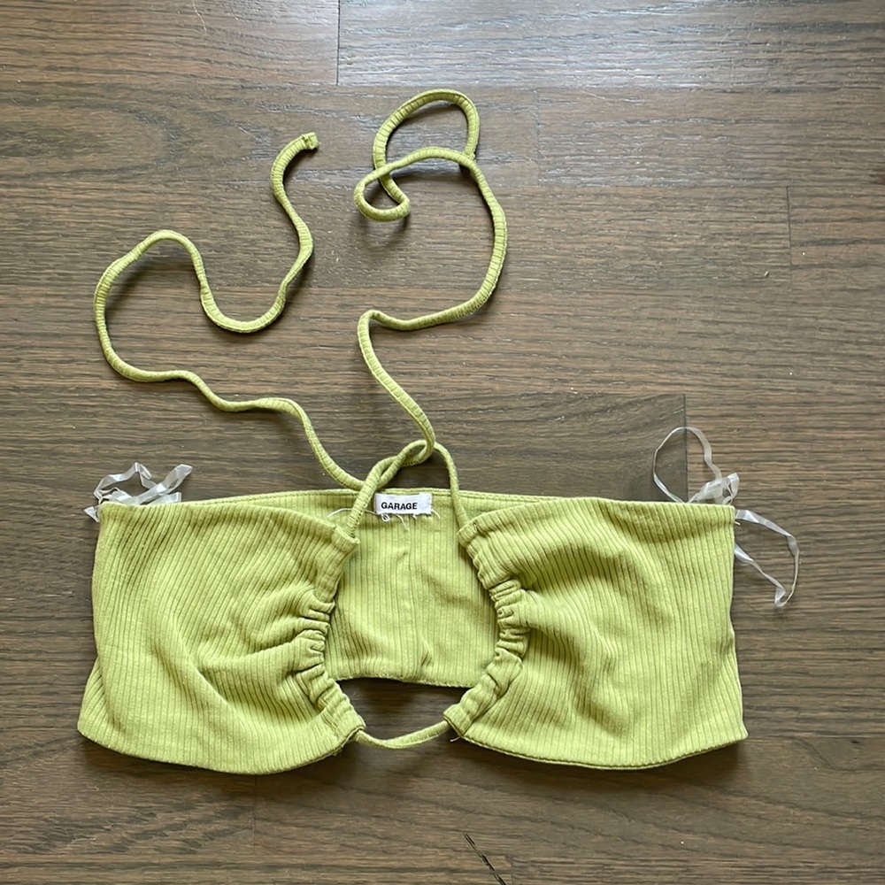 Garage | green ribbed knit bandeau top